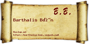 Barthalis Bán névjegykártya
